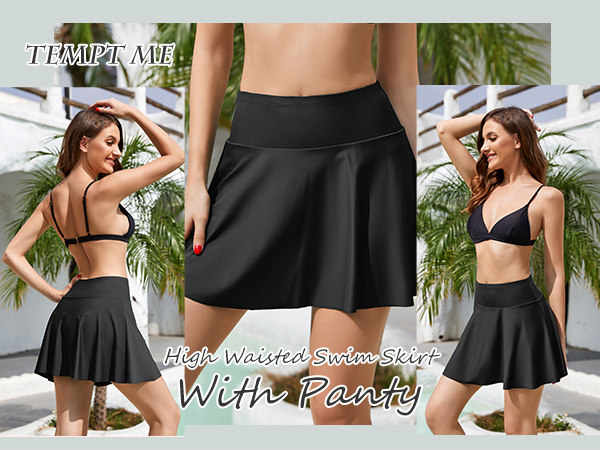 high waist swim skirt