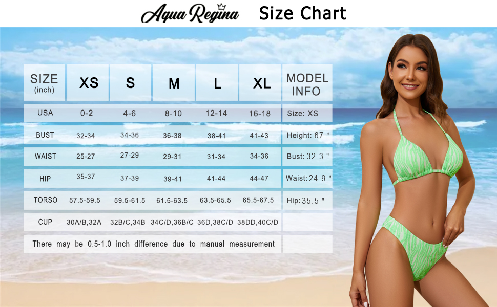 Bikini Set Two Piece Swimsuit  Size Chart