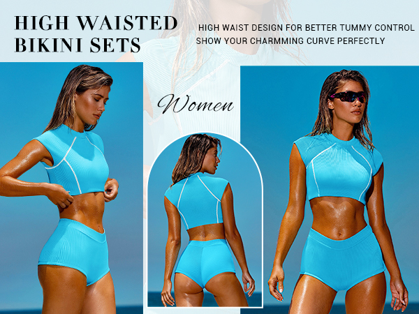 high waisted bikini sets for women