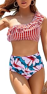 One Shoulder Flounce Bikini