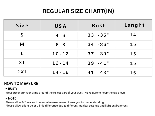 Bathing Suit Size Chart