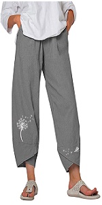 B0CZ3CF2G3 Cotton Linen Capri Pants Tapered Leg Sweatpants