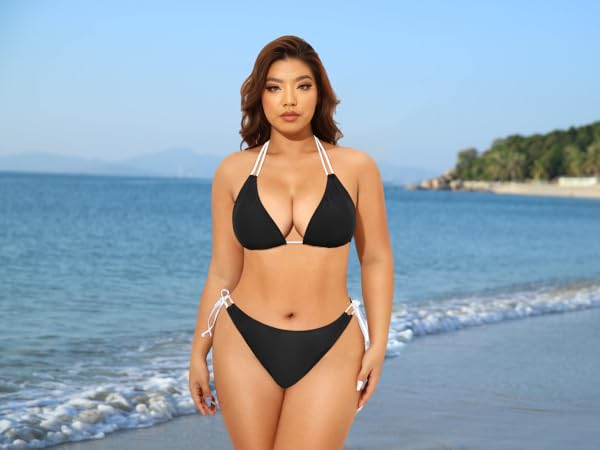 Plus Size Triangle Bikini Sets