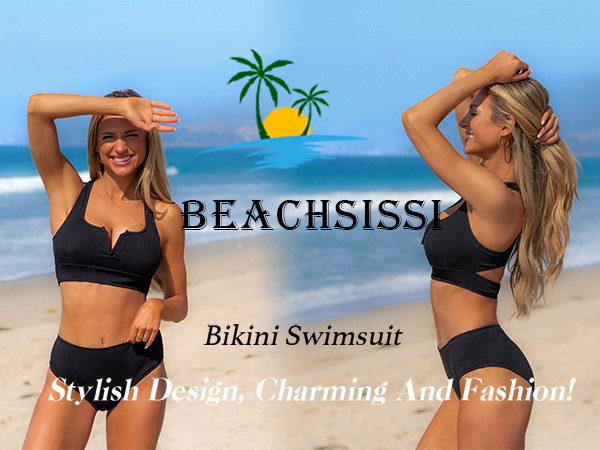 Beachsissi Women''s V Cut High Waisted Bikini