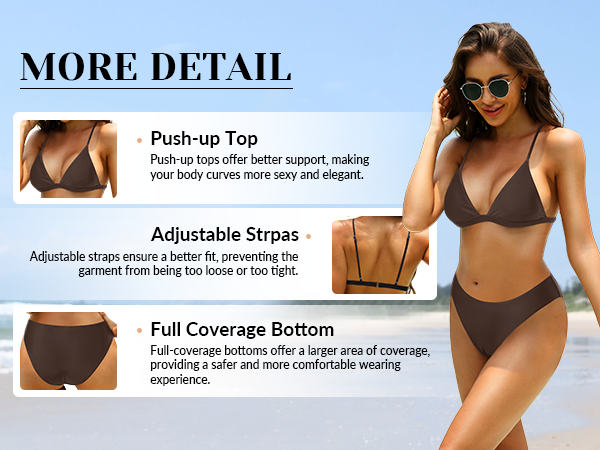 push up bikini top adjustable straps swimsuit