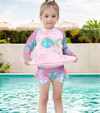 toddler girls bathing suit with rash guard