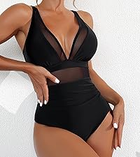 One Piece Swimsuit Monokini Tummy Control Mesh 