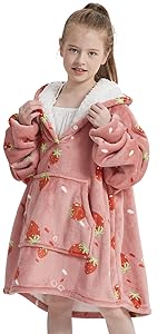 NAFLEAP Oversized Wearable Blanket Hoodie for Kids Sweatshirt for Girls