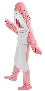 NAFLEAP Wearable Blanket Hoodie Women Shark Dinosaur Onesie Adult Costume Sleep Bag Gifts for Girls