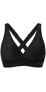 Bikini Tops for Women Large Bust Black Bikini Top Criss Cross