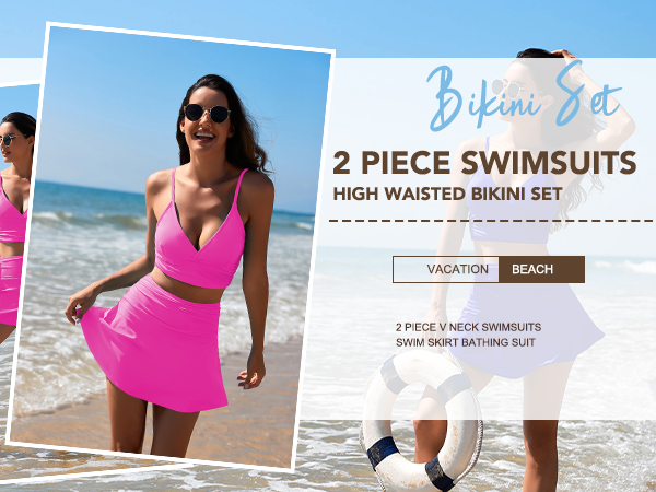  Women''s High Waisted Bikini Set