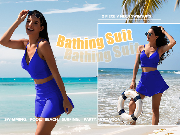 2 Piece Swimsuits V Neck