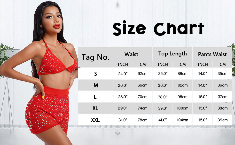 Women Sparkle Rhinestone Mesh Sheer Bikini Sets Bra Top High Waist Shorts Swimsuits Rave Outfi