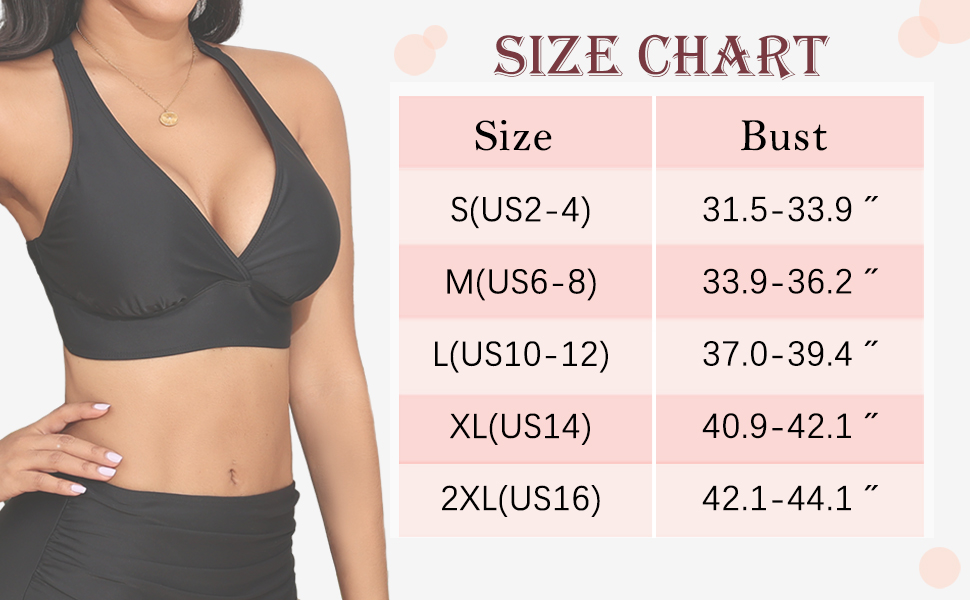 Black Bikini Tops for Women Large Bust