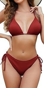 Red Ribbed Bikini