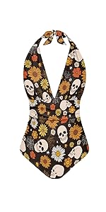 Gothic Skull One Piece Bathing Suit