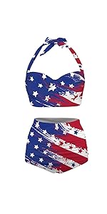 American Flag Bathing Suits Tummy Control Two Piece