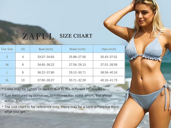 women string bikini size chart