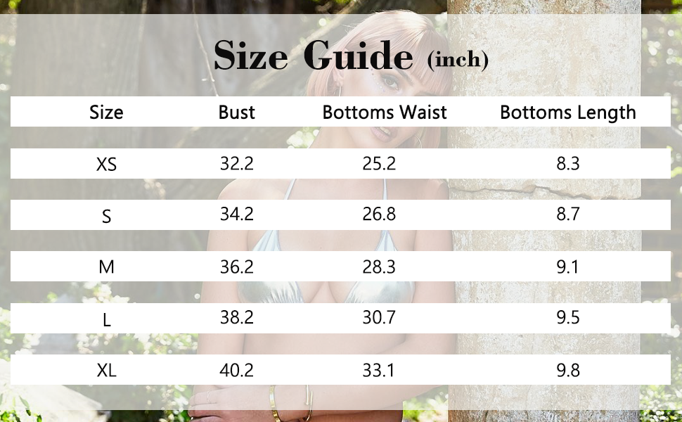 Size Chart for womens bikini