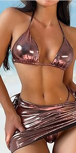 metallic 3 piece swim set