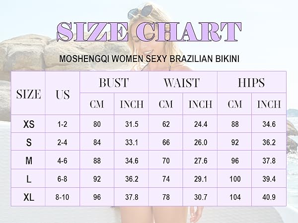 MOSHENGQI Women Sexy Brazilian Bikini 2 Piece Spaghetti Strap Top Thong Swimsuit Bathing Suit