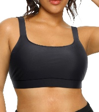 plus size bikini top only sports bra nude athletic scoop neck push up swimsuit top large bust