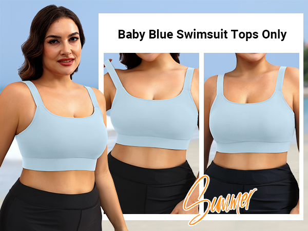 Daci Baby Blue Hot Pink Plus Size Sports Bra Bikini Top Only