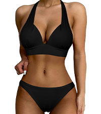 Sexy Halter Cross Front Swimwear Thong 2 Pieces Mini Bikini Bathing Suits