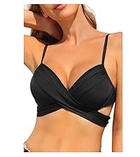 Push Up Underwire Plus Size V Neck Spaghetti Straps Swim Top