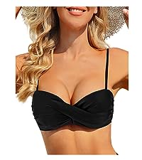 Push Up Plus Size Spaghetti Straps Large Bust Ruched Bikini Top