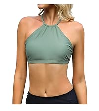 Crop Full Coverage Halter High Neck Lace Up Bikini Top