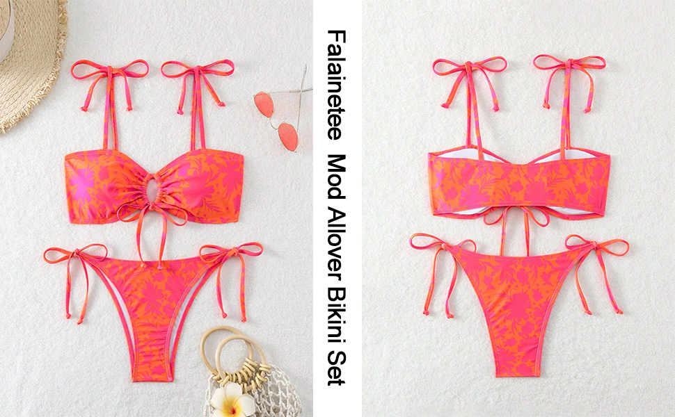 Ring Mod Allover Print Bikini Set