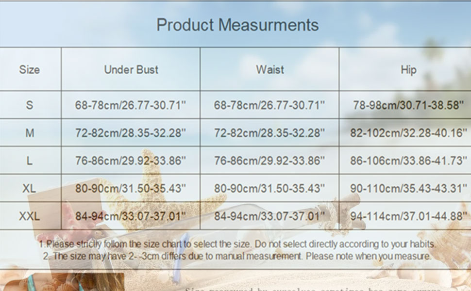 Womens Two Piece Swimsuits Size Chart