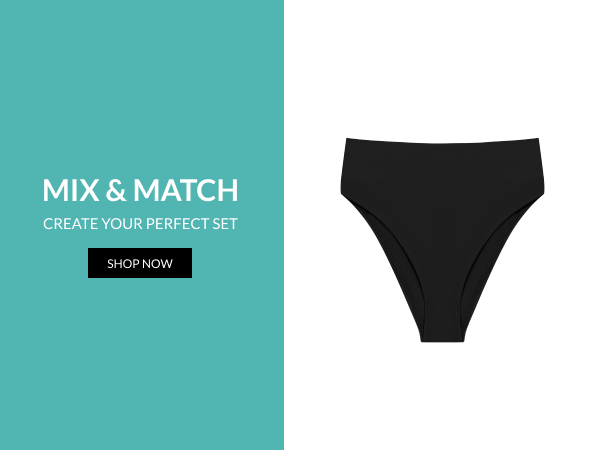 Mix &amp; Match, create your perfect style. Featuring black wide band, high waist swim bottom