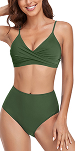 Twist Front High Waist Bikini Set