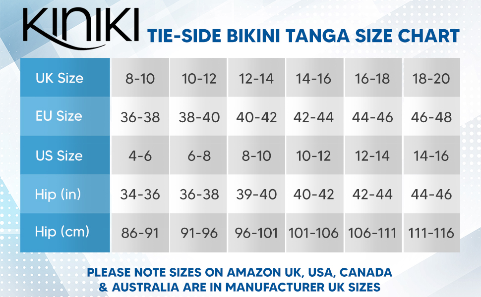 Kiniki Tan Through Tie Side Bikini Tanga Size Chart