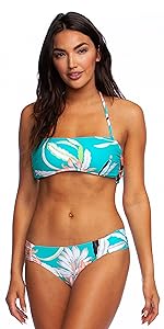 bandeau bra bikini swimsuit top removable neck shoulder strap boat neckline busty cute eye catching