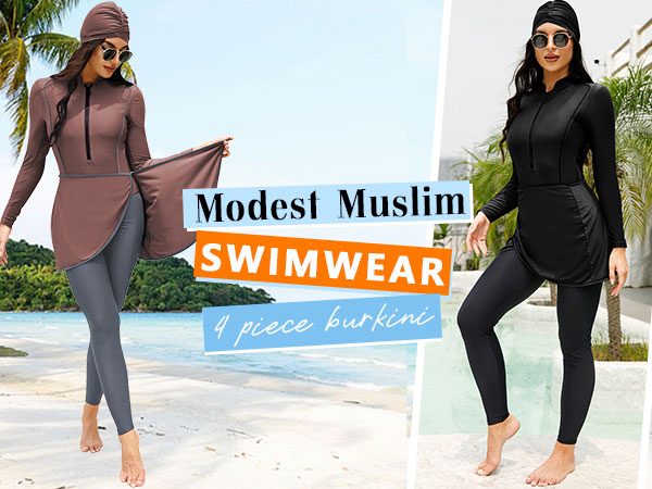 Muslim Modest Swimwear Women Hijab Swimsuit Swimming Suit Islamic Cover Ups Hijabs Burkini Women