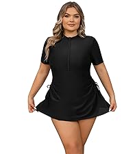 plus size One Piece Rash Guard for Women Swimsuit Zipper Surfing Bathing Suit