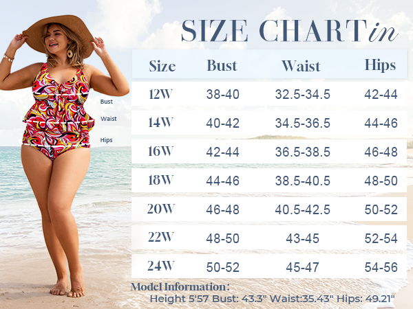 Women''s Plus Size Ruffle Bikini Swimsuit High Waisted Bottom Plus Size Swimwear Tankini