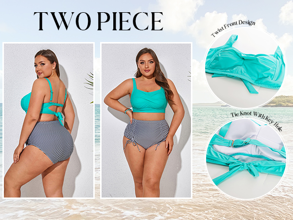 plus size twist front bikini sets