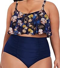 2 Piece Plus Size High Waisted Swimsuit