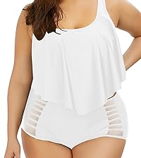 Plus Size Ruffles High Waisted Swimsuit