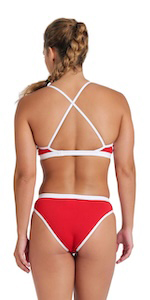 Arena Women''s Icons Bikini Swimsuit Cross Back Solid Red-White Bathing Suit