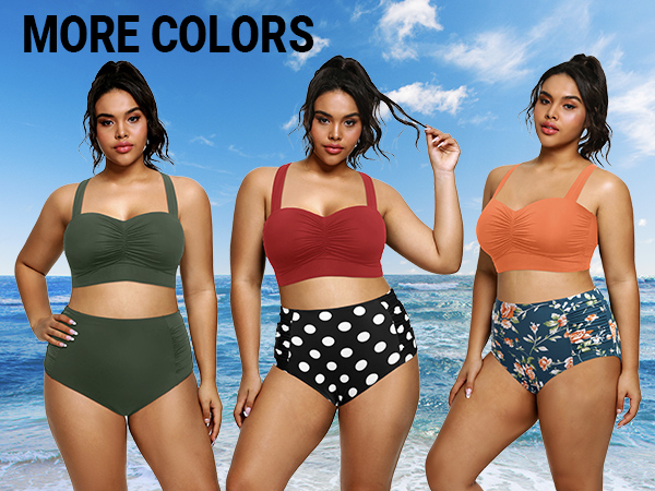 Daci Women Plus Size High Waisted Bathing Suits