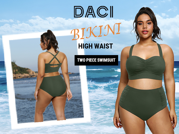 Daci Women Plus Size  High Waisted Bikini Sets