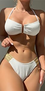 v neck cheeky bikini sets