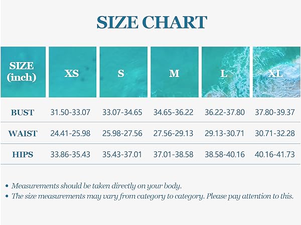 bikini sets size chart