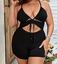 Floerns Women''s Plus Size Monokini Cut Out Knot Front Crisscross One Piece Swimsuit