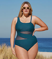 mesh plus size swiwsuit